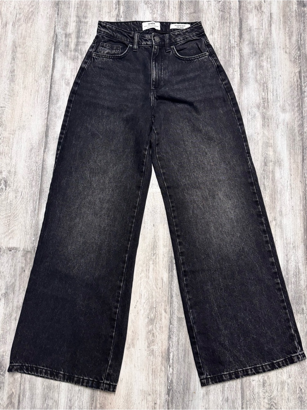 Cotton On Relaxed Wide Leg Jeans Black Wash High Rise Size 2 Y2K  Streetwear